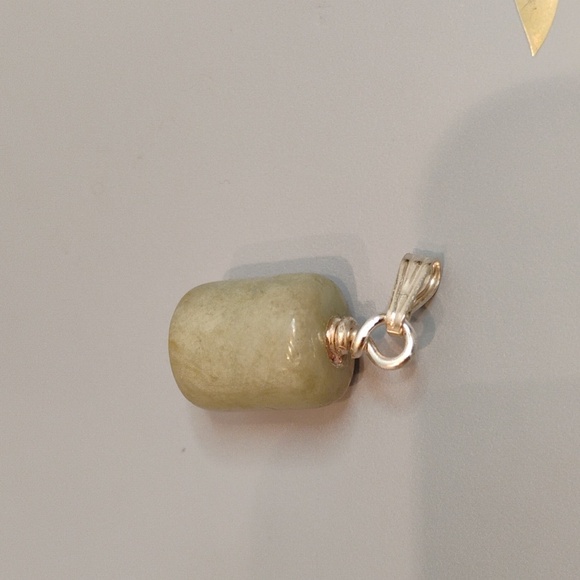 Jade Sterling Silver Barrel Pendant - Picture 4 of 8
